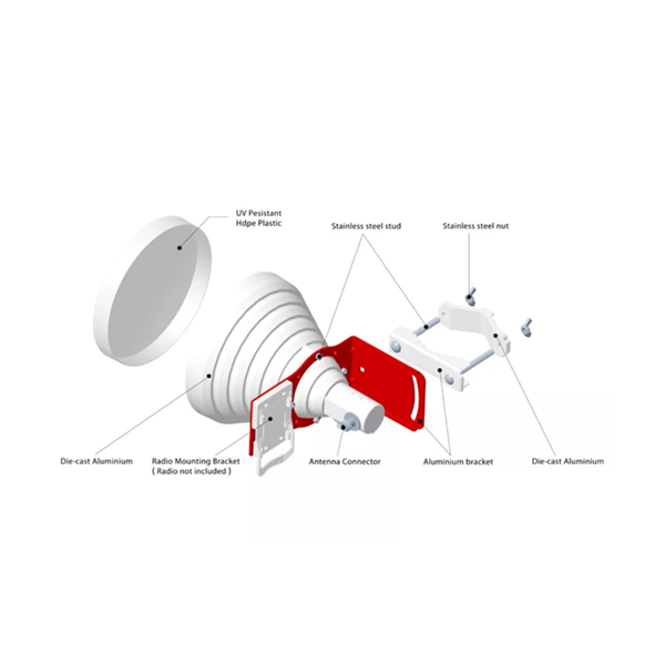 Antenna: LBW ANT4965D19P-MIMO-NF, 4950-6500MHz, 19dB Dual Slant Horn antenna, incl. 2x NM-RPSMAM-RG402-20cm