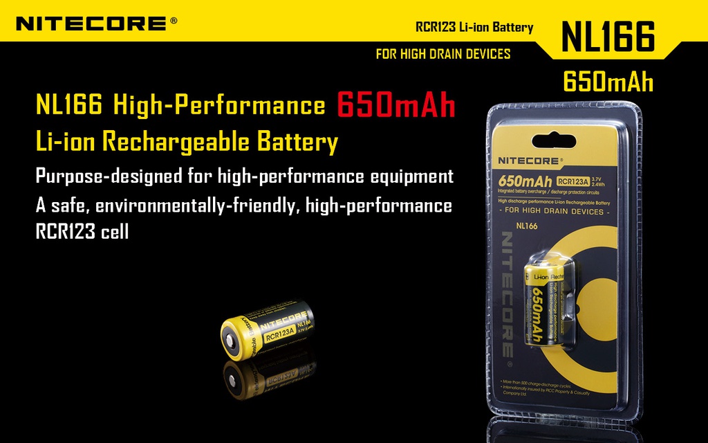 Battery: Nitecore CR123 Li battery