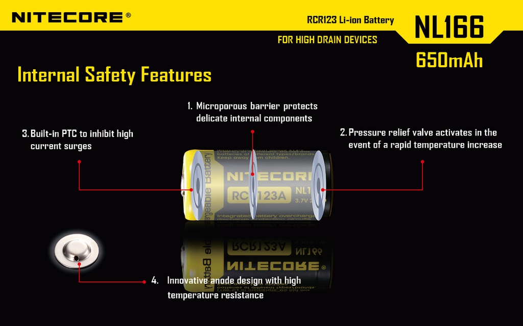 Battery: Nitecore CR123 Li battery