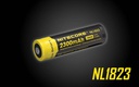 Battery: Nitecore NL1823, Rechargeable 18650 Li-ion, 3.7V 2300mAh, Discharge current max 4A