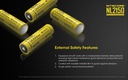 Battery: Nitecore NL2150, Rechargeable 27100 Li-ion, 3.6V 5000mAh, Discharge current max 8A