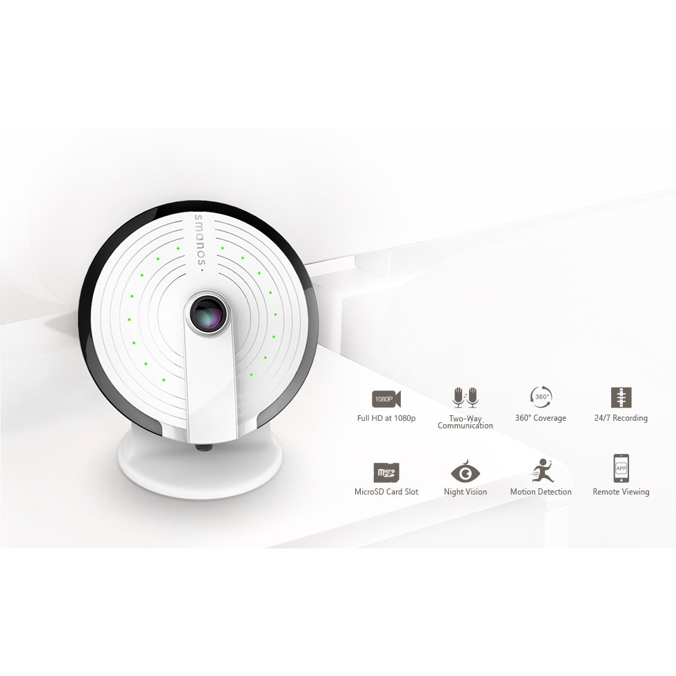 IP Camera: Smanos PT180H UFO, Panoramic V/H 180degree,1920x1080, 4G+5GHz, uSD