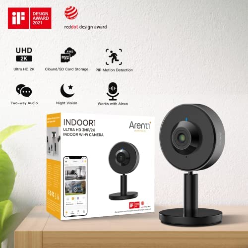 Smart Home Camera: Arenti INDOOR1, Mini Camera, 2K resolution, Indoor, Wi-Fi, Mic & Speaker, Nightvision 10m, Motion Detect