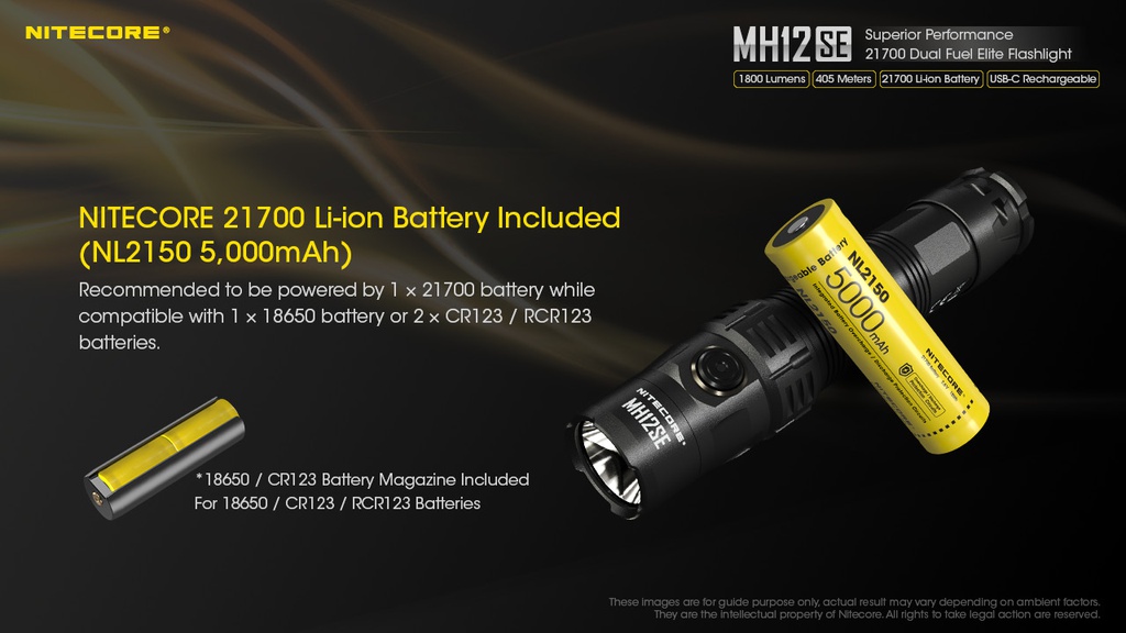 Flashlight: Nitecore MH12SE, EDC Flashlight, 1800 lumen, 405m