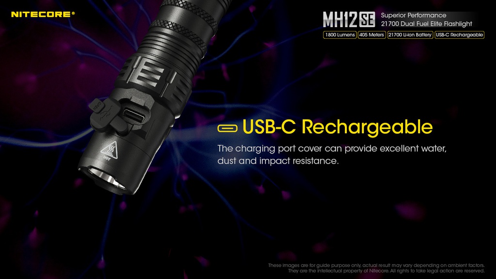 Flashlight: Nitecore MH12SE, EDC Flashlight, 1800 lumen, 405m