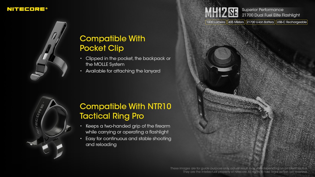 Flashlight: Nitecore MH12SE, EDC Flashlight, 1800 lumen, 405m