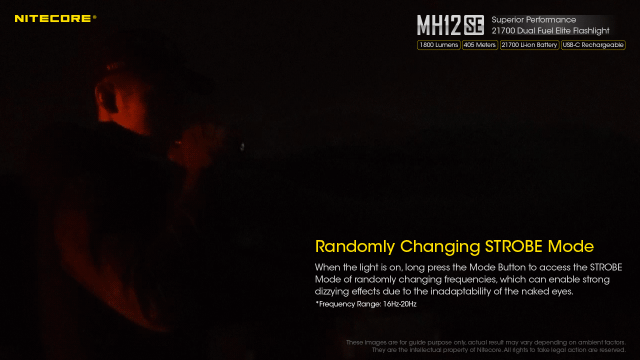Flashlight: Nitecore MH12SE, EDC Flashlight, 1800 lumen, 405m