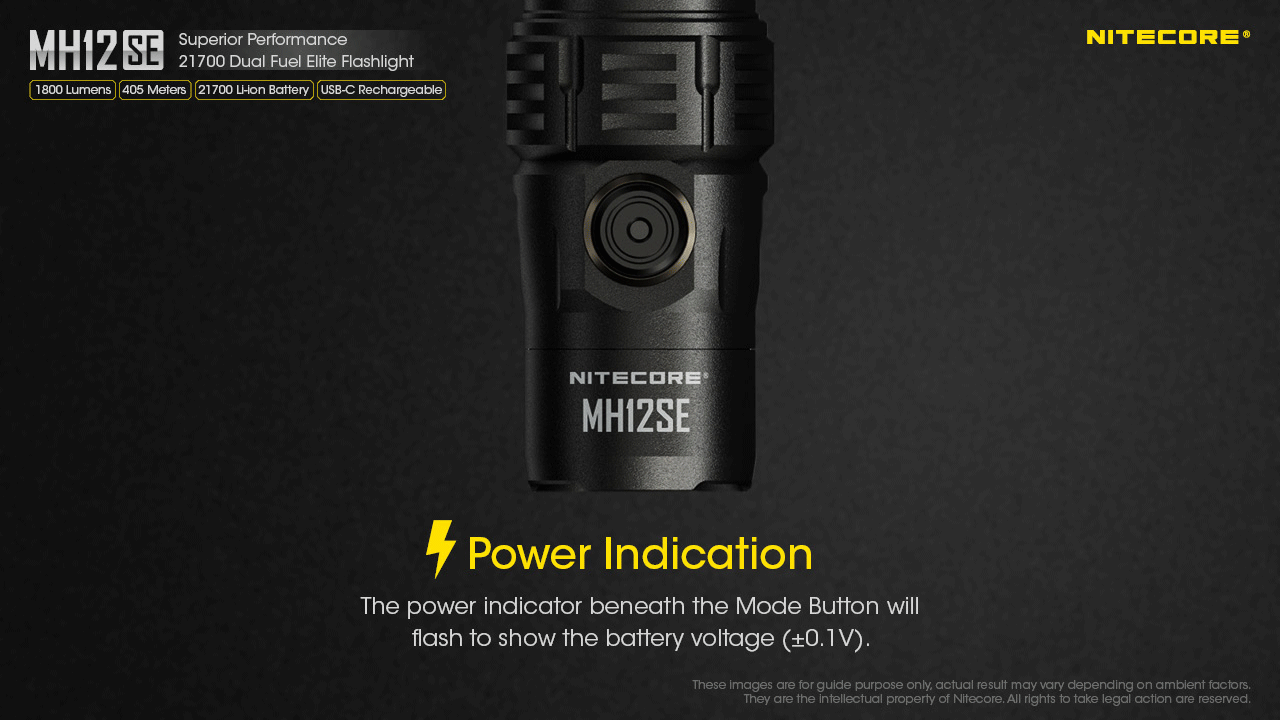 Flashlight: Nitecore MH12SE, EDC Flashlight, 1800 lumen, 405m