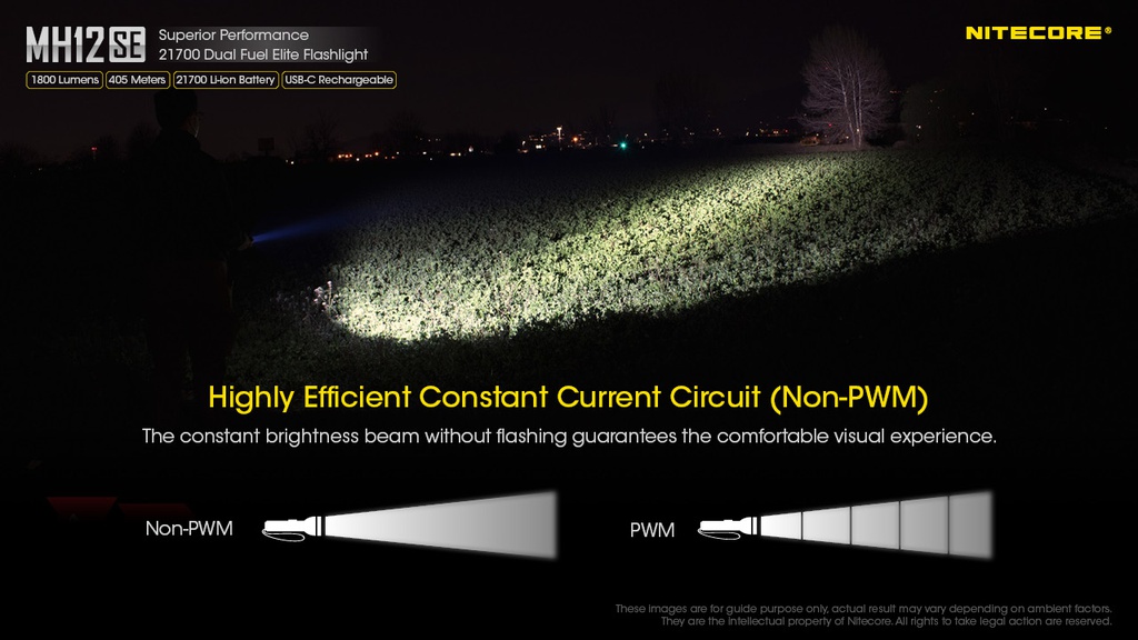 Flashlight: Nitecore MH12SE, EDC Flashlight, 1800 lumen, 405m
