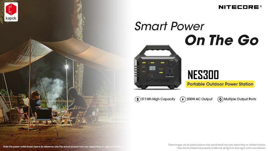 Solar Generator: Nitecore Power Station NES Series, DC Input, Output: 220VAC, 12VDC, USB, USB-C, USB-QC