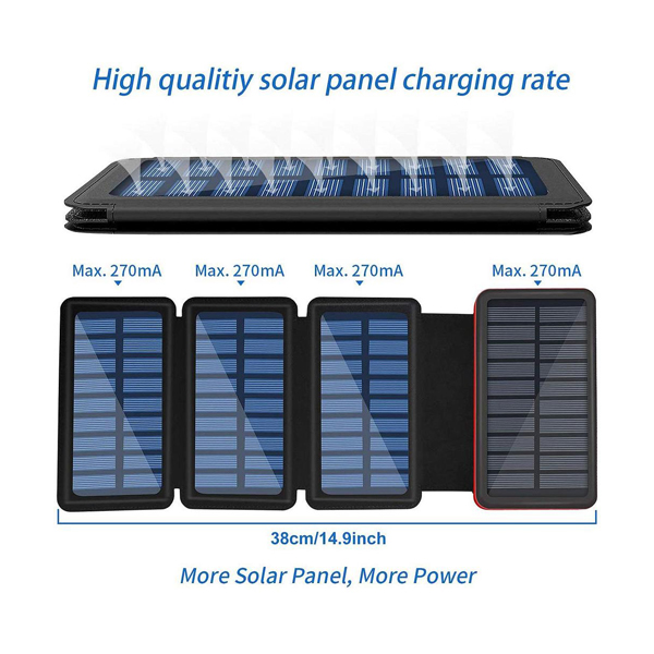 Power Bank: Lighting Solar Charger with 4 Panel and Wireless Charging