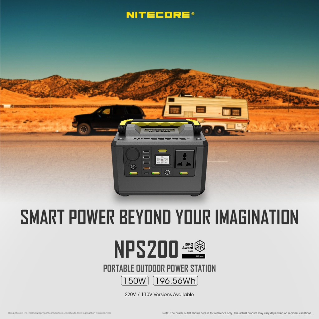 Solar Generator: Nitecore Power Station NPS Series, DC Input, Output: 220VAC, 12VDC, USB, USB-C, USB-QC