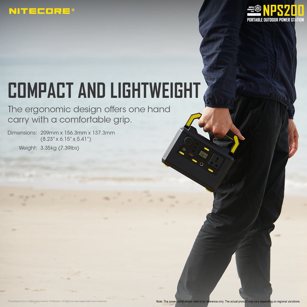 Solar Generator: Nitecore Power Station NPS Series, DC Input, Output: 220VAC, 12VDC, USB, USB-C, USB-QC