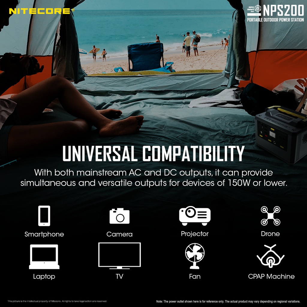 Solar Generator: Nitecore Power Station NPS Series, DC Input, Output: 220VAC, 12VDC, USB, USB-C, USB-QC