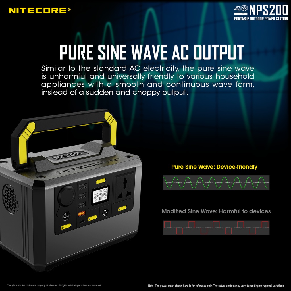 Solar Generator: Nitecore Power Station NPS Series, DC Input, Output: 220VAC, 12VDC, USB, USB-C, USB-QC