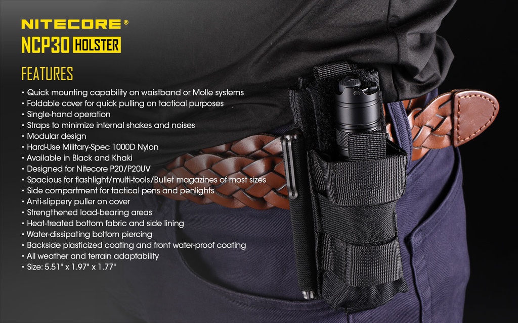 Flashlight ACC: Nitecore NCP30, Tactical Flashlight Holster
