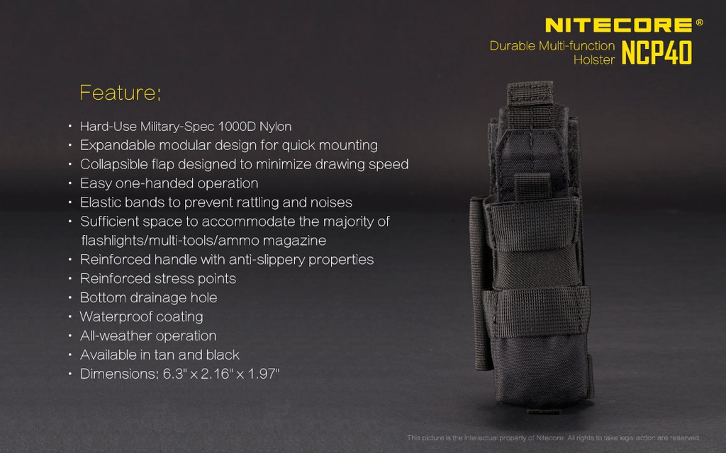 Flashlight ACC: Nitecore NCP40, Tactical Flashlight Holster