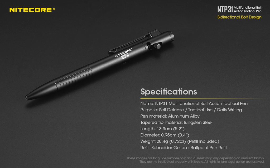 Flashlight ACC: Nitecore NTP31, Tactical Pen