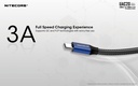 Flashlight ACC: Nitecore UAC20, USB-C to USB-A Charging cable, 3A, Nylon Braiding, 1m
