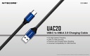 Flashlight ACC: Nitecore UAC20, USB-C to USB-A Charging cable, 3A, Nylon Braiding, 1m