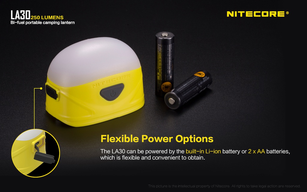 Flashlight: Nitecore LA30, Rechargeable Portable Camping Lantern, 250 lumen, 35m