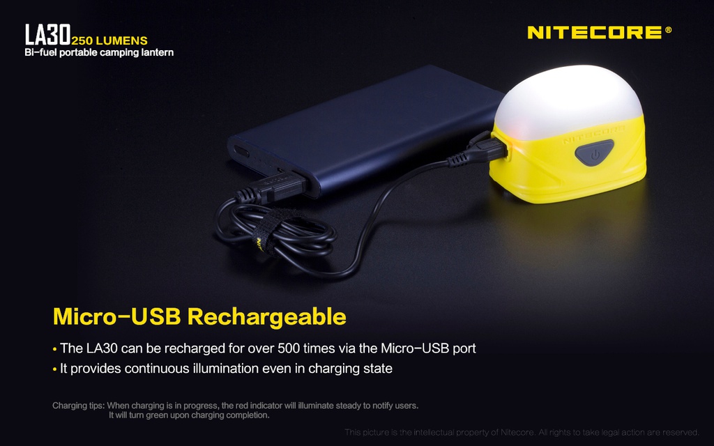 Flashlight: Nitecore LA30, Rechargeable Portable Camping Lantern, 250 lumen, 35m