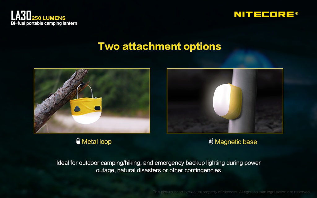 Flashlight: Nitecore LA30, Rechargeable Portable Camping Lantern, 250 lumen, 35m