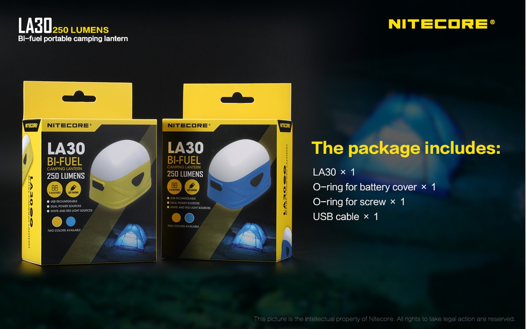 Flashlight: Nitecore LA30, Rechargeable Portable Camping Lantern, 250 lumen, 35m