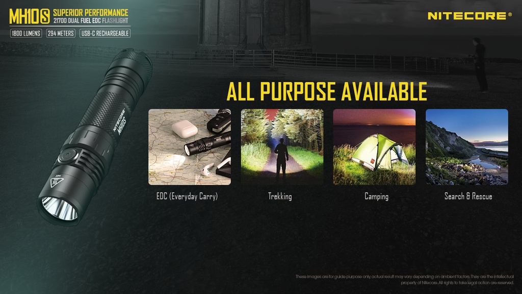 Flashlight: Nitecore MH10S EDC Flashlight, 1800 lumen, 294m