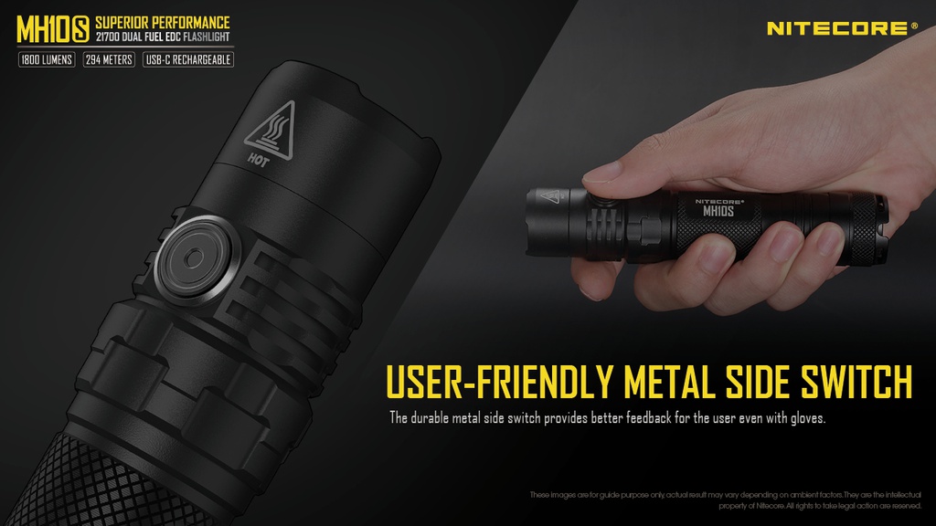 Flashlight: Nitecore MH10S EDC Flashlight, 1800 lumen, 294m