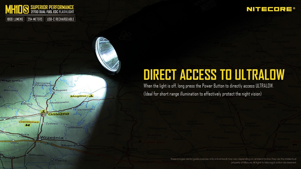 Flashlight: Nitecore MH10S EDC Flashlight, 1800 lumen, 294m