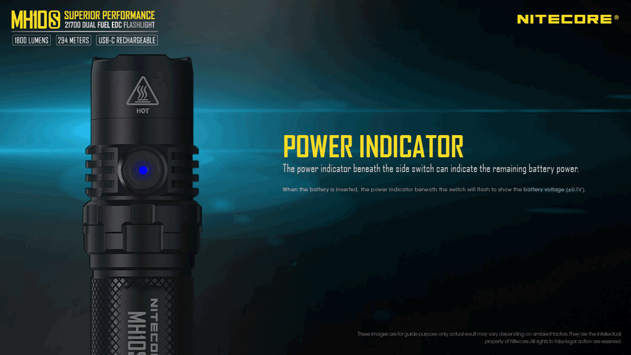 Flashlight: Nitecore MH10S EDC Flashlight, 1800 lumen, 294m