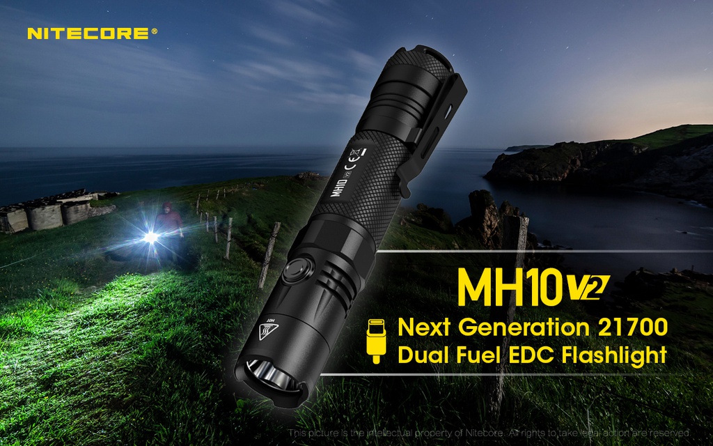 Flashlight: Nitecore MH10 V2, EDC Flashlight, 1200 lumen, 202m