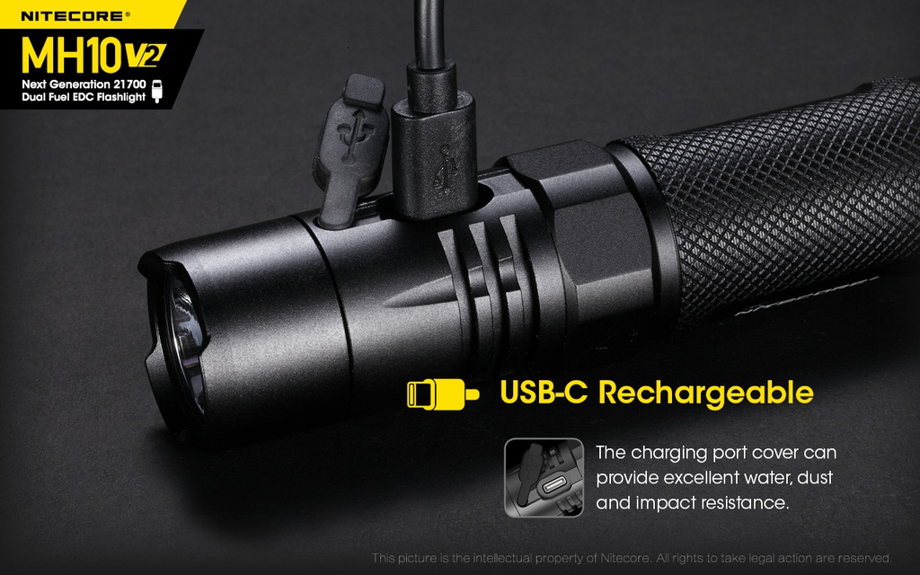 Flashlight: Nitecore MH10 V2, EDC Flashlight, 1200 lumen, 202m