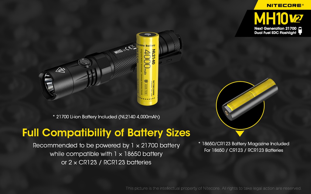 Flashlight: Nitecore MH10 V2, EDC Flashlight, 1200 lumen, 202m
