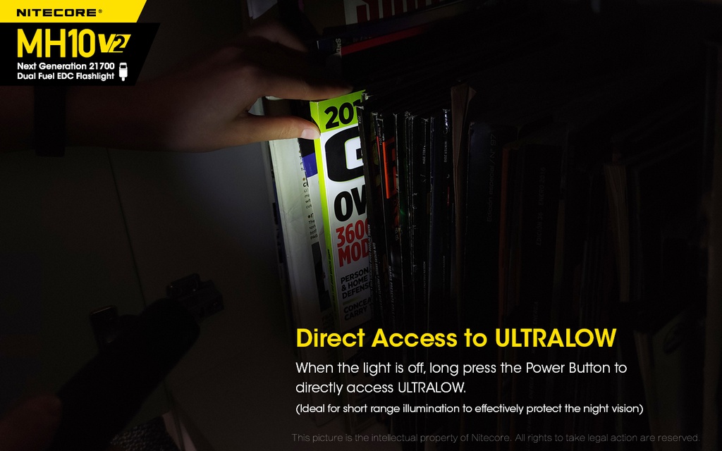 Flashlight: Nitecore MH10 V2, EDC Flashlight, 1200 lumen, 202m