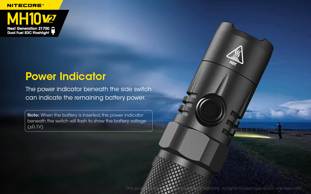 Flashlight: Nitecore MH10 V2, EDC Flashlight, 1200 lumen, 202m