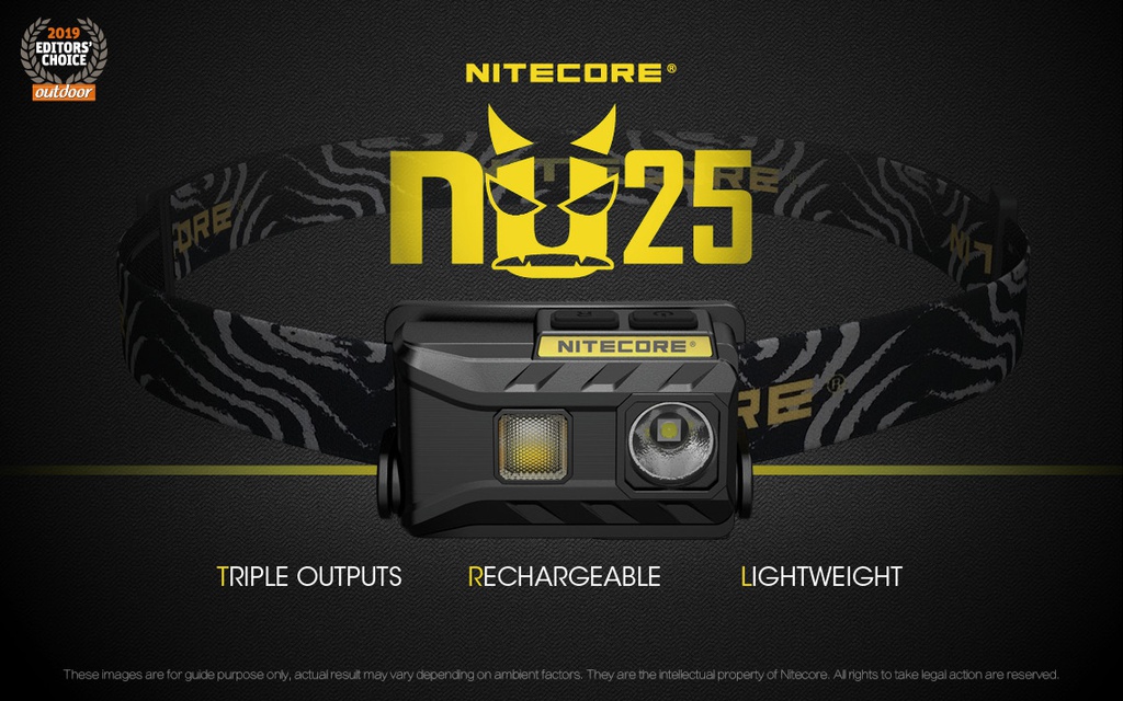 Flashlight: Nitecore NU25, Rechargeable Headlamp, 360 lumen, 81m