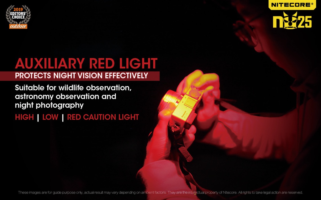 Flashlight: Nitecore NU25, Rechargeable Headlamp, 360 lumen, 81m