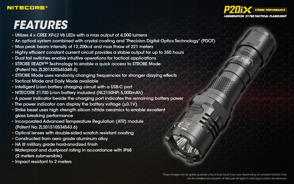 Flashlight: Nitecore P20iX, Tactical Flashlight, 4000 lumen, 221m