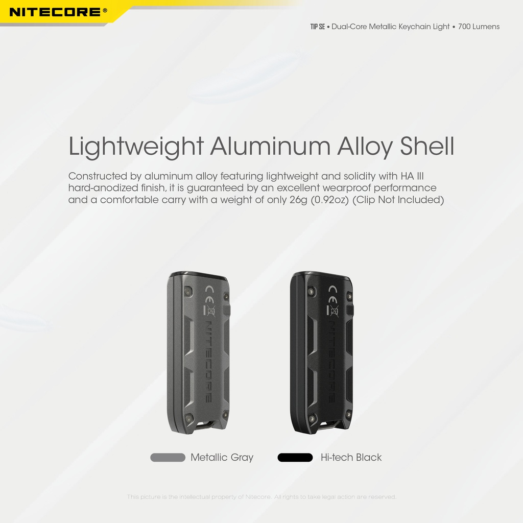 Flashlight: Nitecore TIP SE, Rechargeable Metallic Keychain Light, 700 lumen, 90m