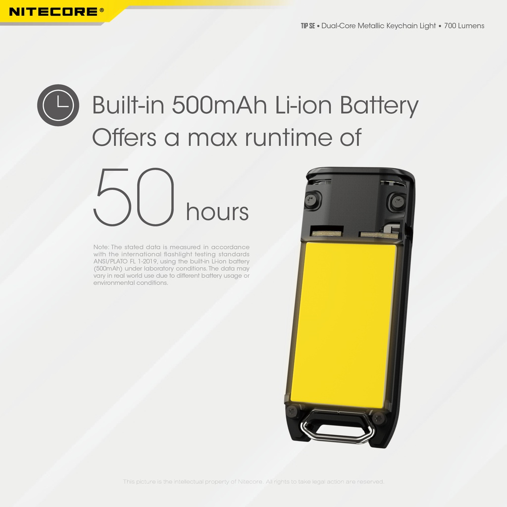 Flashlight: Nitecore TIP SE, Rechargeable Metallic Keychain Light, 700 lumen, 90m