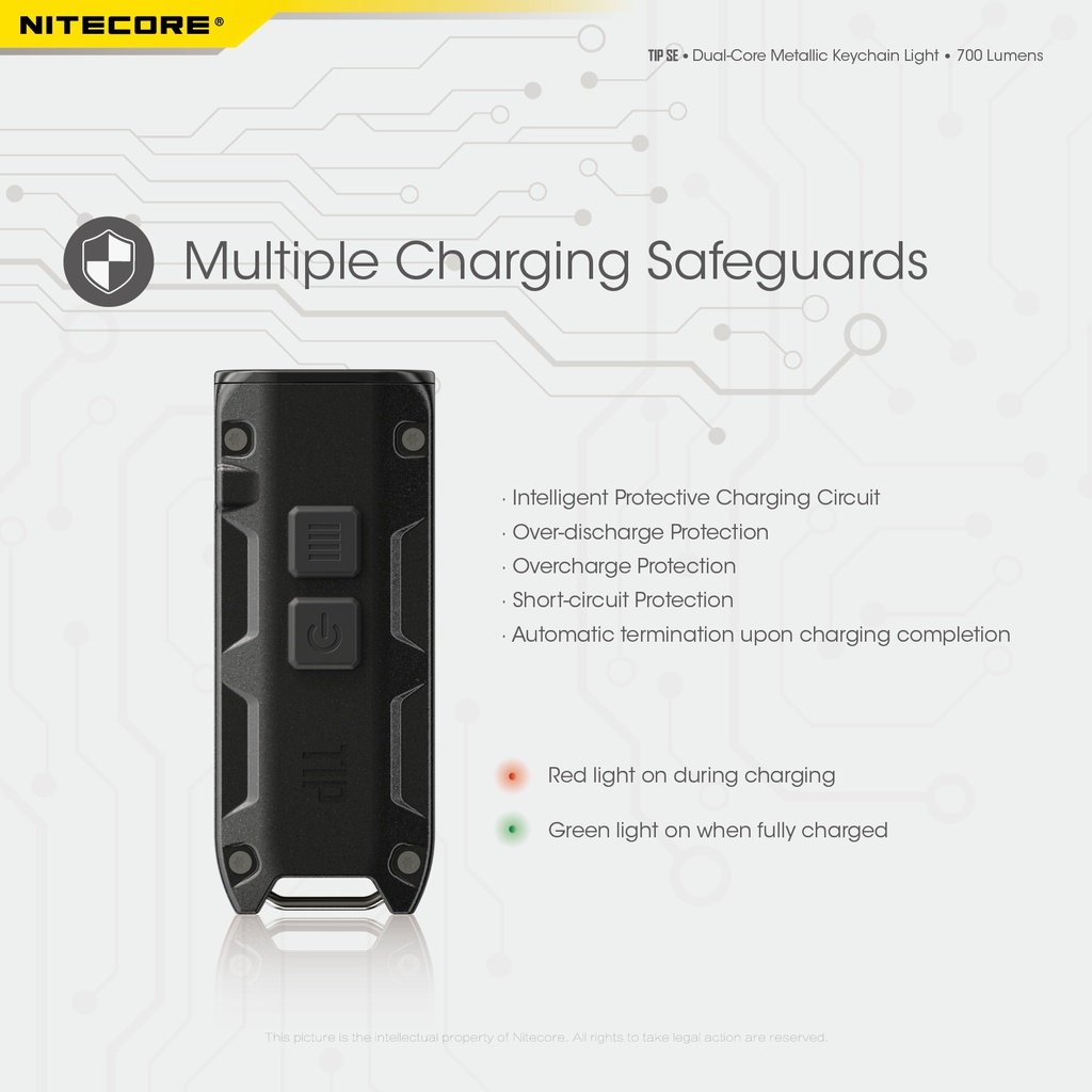 Flashlight: Nitecore TIP SE, Rechargeable Metallic Keychain Light, 700 lumen, 90m