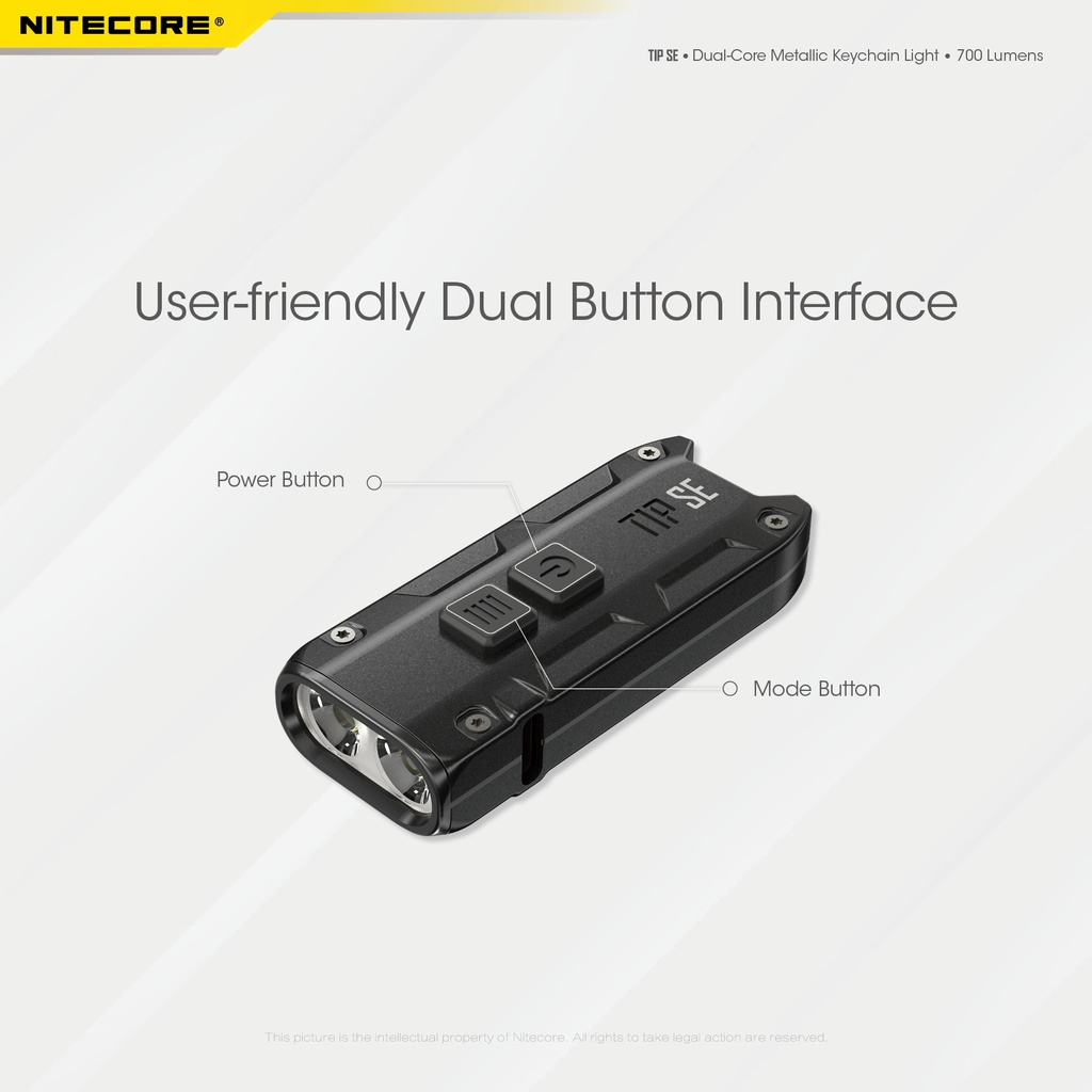 Flashlight: Nitecore TIP SE, Rechargeable Metallic Keychain Light, 700 lumen, 90m