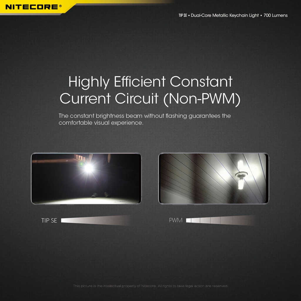 Flashlight: Nitecore TIP SE, Rechargeable Metallic Keychain Light, 700 lumen, 90m