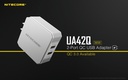 Battery Charger: Nitecore UA42Q, 2-Port Quick Charge USB Adapter, 36W