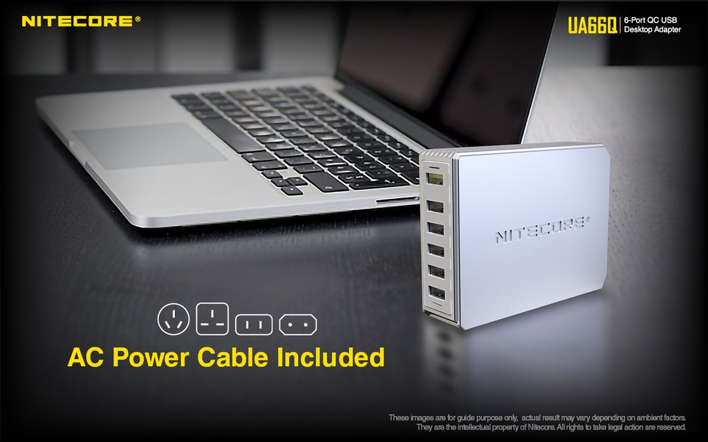 Battery Charger: Nitecore UA66Q, 6-Port Quick Charge USB Adapter, 68W