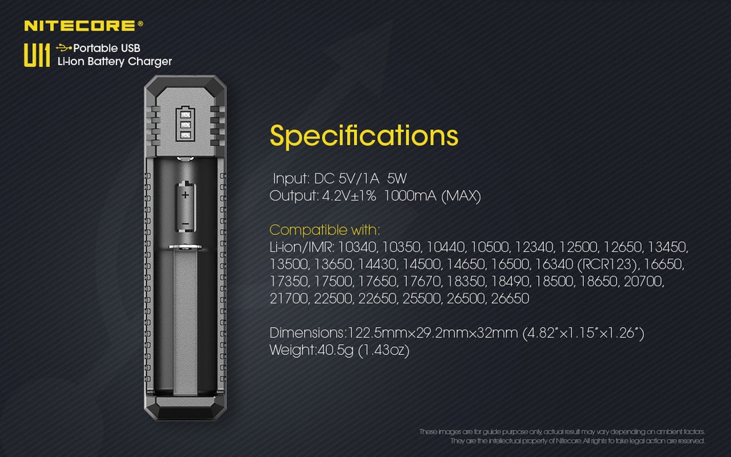Battery Charger: Nitecore UI Portable USB Li-Ion, Max 1A