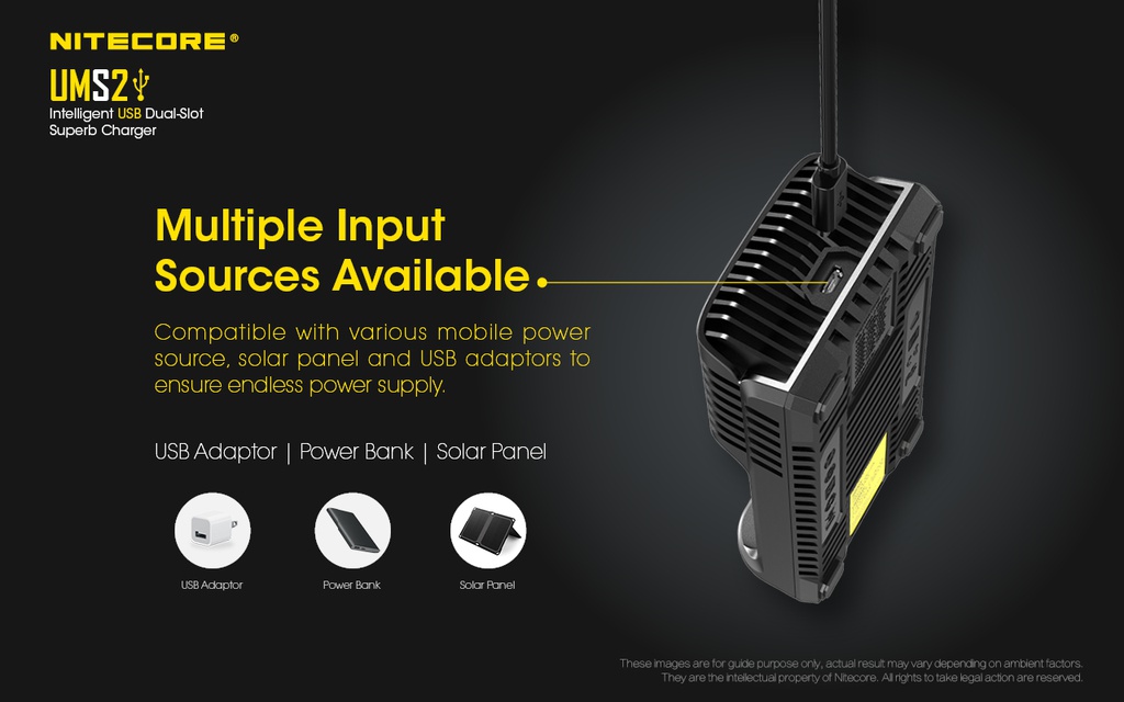 Battery Charger: Nitecore UMS2, Intelligent USB Superb Charger