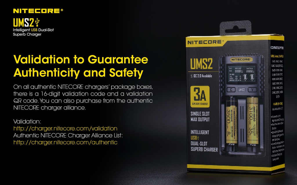 Battery Charger: Nitecore UMS2, Intelligent USB Superb Charger